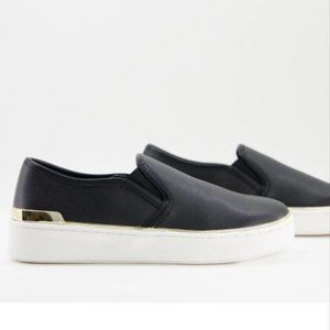 London Rebel slip on sneakers with metal trim in black